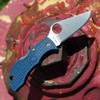 Spyderco Manbug (MPCBL) 1.96" CPM-SPY27 Satin Clip Point Plain Blade, Cobalt Blue Fiberglass Reinforced Nylon Handle