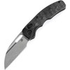 Kansept Vivid (K1094V1) 3.04" Damascus Wharncliffe Plain Blade, Blackwashed Titanium Handle w/ Rose Pattern Carbon Fiber