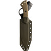 Tops Tundra Wolf (TPTWLF01) 5.75" 1095 Black Traction Coated Clip Point Plain Blade, Green Canvas Micarta Handle, OD Green Kydex Sheath