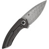 Kansept ODD 21 (K1077A3) 3.25" Damascus Drop Point Plain Blade, Blackwashed Titanium Handle w/ Bronze Anodized Holes