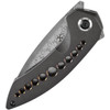 Kansept ODD 21 (K1077A3) 3.25" Damascus Drop Point Plain Blade, Blackwashed Titanium Handle w/ Bronze Anodized Holes