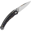 QSP Dolphin (QS161A) 3.15" Sandvik 14C28N Mirror Polished Clip Point Plain Blade, Black and Gold Shredded Carbon Fiber Handle