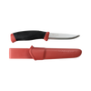 Mora Companion (S) (14071) 4" Swedish Stainless Steel Polished Clip Point Plain Blade, Dala Red Polypropylene Handle w/ Black Rubberized Overmold, Dala Red Polymer Sheath