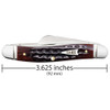 Closed View: Case 55232 Pocket Worn Mahogany Bone fluted handle knife closed with measurements