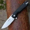 Buck Knives Stinger (714BKS) 3" D2 Satin Drop Point Plain Blade, Black Aluminum Handle w/ Black Carbon Fiber Inlay