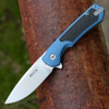 Buck Knives Stinger (714BKS) 3" D2 Satin Drop Point Plain Blade, Blue Aluminum Handle w/ Black Carbon Fiber Inlay
