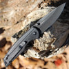Kershaw Pushrod A/O (1345) 3" 8Cr13MoV Blackwashed Drop Point Plain Blade, Black Fiberglass Reinforced Nylon Handle
