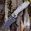 Zero Tolerance 0512 Auto (0512) 3.45" CPM-CruWear Black Cerakote Clip Point Plain Blade, Natural Canvas Micarta Handle w/ Bronze Titanium Back Handle