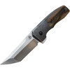Begg Knives Seishin (BG054) 3.5" VG-10 Satin Tanto Plain Blade, Birch Wood Handle w/ Steel Bolsters