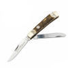 Boker Germany Treebrand Trapper 110833ST pocket knife profile view showing D2 uncoated blades and authentic stag handle.