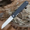 Boker Plus Friday 01BO898 gentleman's flipper knife profile view showing Nitro-V satin sheepfoot blade and black G-10 aluminum handle.