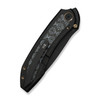 WE Knife Winsome (WE23092-1) 3.74" Bohler M390 Blackwashed Drop Point Plain Blade, Black Titanium Handle w/ Layered Gray G-10 and Rose Pattern Carbon Fiber Inlay