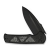 WE Knife Sylox (WE24027-1) 3.8" Bohler M390 Blackwashed Bevels w/ Black Brushed Flats Drop Point Plain Blade, Black Titanium Handle w/ Aluminum Foil Carbon Fiber Inlay
