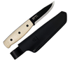 Mora Wit (14084) 4.1" Stainless Steel Drop Point Black Plain Blade, Ash Wood Handle, Black Leather Sheath