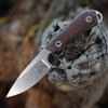 M1 Caper open 3.0in stonewashed S35VN drop point blade close-up