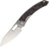 Maxace Black Mirror Framelock (MAXMM411A) 3.38" Stonewash S90V Plain Drop Point Blade, Grey Titanium Handle, Carbon Fiber Inlay