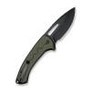 Sencut Squiggy ( S24082A-2) 3.89" 9Cr18MoV Black Drop Point Plain Blade, Black and Green G-10 Handle, Flipper, Thumb Hole Button Lock