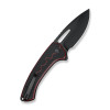 Sencut Squiggy ( S24082A-3) 3.89" 9Cr18MoV Black Drop Point Plain Blade, Black and Burgundy G-10 Handle, Flipper, Thumb Hole Button Lock