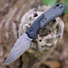 Kershaw Launch 19 Automatic (KS7851CFDAM) 3.3"Damascus Clip Point Plain Blade, Black Anodized Aluminum Handle w/ Carbon Fiber Onlay