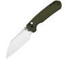 CJRB Large Pyrite-Light Button Lock OD Green G-10 (3.7" AR-RPM9)  Stonewash Wharncliffe, J1945LGN