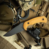 Toor Knives Pin-Up Mullet Fixed Blade (TK8662) 4.0" CPM-M4 Black Drop Point Plain Blade, Brown Micarta with Red G-10 Liners, Full Tang, FlexTech Velvet Lined Kydex Sheath