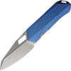 REMETTE RT Woodpecker Linerlock (RMTRTWPBL) 2.95" M390 Manual Fine Grinding Pearlescent Surface Effect Reverse Tanto Plain Blade, Blue Crystalized Titanium Handle