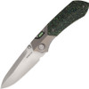 REMETTE RTPT Meteor Knife (RMTRTPTC) 2.99" M390 Satin Drop Point Plain Blade, Titanium with Green Carbon Fiber Handle, Frame Lock