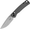 Kershaw Sequence 1426 folding knife open view showing the 3.32-inch stonewashed drop point blade and gray GFN handle.