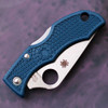 Spyderco Ladybug 3 LBLP3 cobalt blue FRN handle open view showing CPM SPY27 satin plain leaf blade