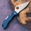 Spyderco Ladybug 3 LBLP3 cobalt blue FRN handle open view showing CPM SPY27 satin plain leaf blade