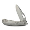 WEKNIFE Inmate Front Flipper & Thumb Hole Knife Gray Titanium Handle & Raindrops (3.7" Stonewashed CPM 20CV Blade) WE23096B-1