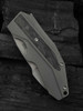WEKNIFE Coral SLT Flipper Knife Gray Titanium Handle With Marble Carbon Fiber Inlay (2.95" Gray Stonewashed CPM 20CV Blade) Frame Lock, WE24044-2