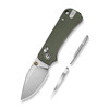 CIVIVI Baby Banter 2 - TG Thumb Stud & Crossbar Lock Knife Milled Green / Red G10 Handle (2.34" Satin Finished 14C28N Blade) C24074-1, Includes 1PC Steel Tweezers & Toothpick In The Handle
