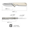 SENCUT Aetheris Flipper & Thumb Stud Knife Ivory G10 Handle (3.68" 9Cr18MoV Clip Point Satin Finished Blade) Liner Lock, S24095-1