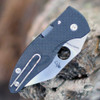 Spyderco MicroJimbo Sprint Run C264CFP black carbon fiber handle open view showing CPM S90V satin Wharncliffe plain blade