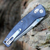 Hogue Mysto Water Manual Folder (24456) - 3.4" CPM Magnacut Stone Tumbled Clip Point Plain Blade, Blue Canyon Richlite Handle