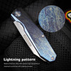 REMETTE RT -Squirrel Slip Joint Knife (RMTTDPV) 2.83" M390 Satin Drop Point Plain Blade, Lightning Strike Titanium Handle