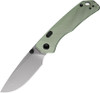 Vosteed Marten- Thumb Stud Knife 2.98" 154CM Stonewashed Drop Point Blade, Green Aluminum Handles, Hard Case, Button/Top Liner Lock, Reversible Black Stainless Steel Pocket Clip - A1602