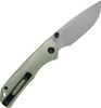 Vosteed Marten- Thumb Stud Knife 2.98" 154CM Stonewashed Drop Point Blade, Green Aluminum Handles, Hard Case, Button/Top Liner Lock, Reversible Black Stainless Steel Pocket Clip - A1602