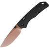 Vosteed Marten- Thumb Stud Knife 2.98" 154CM Copper Dune Drop Point Blade, Black Aluminum Handles, Button/Top Liner Lock, Reversible Copper Stainless Steel Pocket Clip - A1605