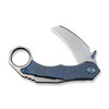 WEKNIFE Tayra Flipper- Blue Titanium Handle, Gray Titanium Integral Backspacer & Finger Ring (2.19" Hand Rubbed Satin Hawkbill Bohler M390 Blade) Frame Lock, WE24069-3