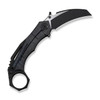 WEKNIFE Tayra Flipper- Tiger Stripe Pattern Flamed Titanium Handle, Black Titanium Integral Backspacer & Finger Ring (2.19" Black Stonewashed Hawkbill Bohler M390 Blade, Satin Flat) Frame Lock, WE24069-4