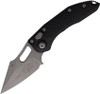 Microtech Auto Stitch (MCT16910AP) 3.75" M390 Stonewash Wharncliffe Plain Blade, Black Aluminum Handle