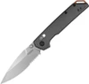 Kershaw Iridium 2038ST folding knife open showing the 3.4-inch stonewashed partially serrated spear point blade and gray handle.