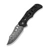 CIVIVI Biophase Flipper & Button Lock Knife, Black Aluminum Handles (3.48" Damascus, Clip Point Blade) Reversible Clip, C23083-DS1