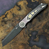 **Limited- Run** Columbia River CRKT Walker Fortuitous™ Flipper Knife, Milled Black Flourish Silver/ Gold Titanium Handles, 3.15" Black MagnaCut Reverse Tanto (4014) , Liner Lock