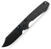 Vosteed Raccoon® Top Liner Lock (A2910) 3.25" Sandvik 14C28N Black Stonewash/Plain Bowie Blade, Blue Thumb Stud, Black Micarta Handle