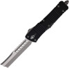 Microtech Combat Troodon Hellhound Razor OTF (MCT219R10APS) 3.88" Bohler M390 Apocalyptic Finish Plain Razor Blade, Black Anodized Aluminum Handle, Glass Breaker