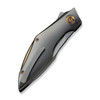 WE Knives - Krait Snake Flipper Knife (WE24084-3) 3.34" Polished Gray Bohler M390 Blade, Polished Gray 6AL4V Titanium Handle, Black Nested Liner Lock, Golden Spacer