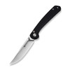 SENCUT Skelfin Thumb Stud & Button Lock Knife, Black G-10 Handles (3.3" Satin 9Cr18MoV Clip Point Blade) Reversible Clip, S25007-2